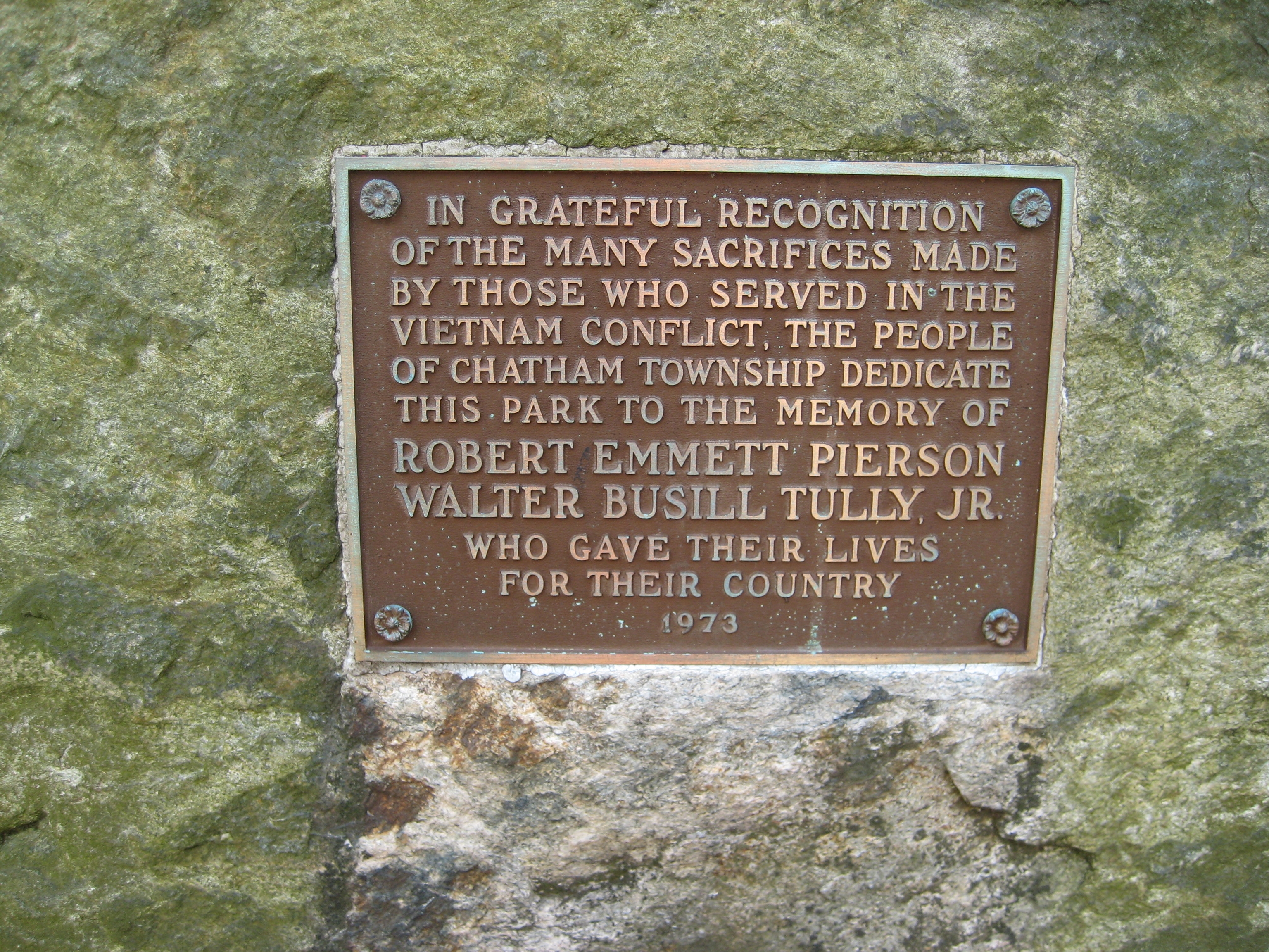 Chatham Township Vietnam Memorial Marker