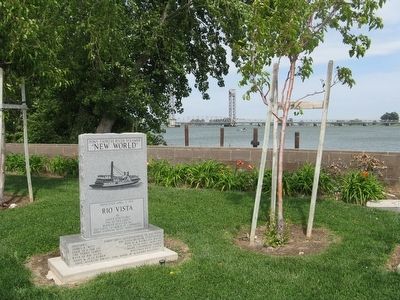 Wide View of Front of Marker - Pony Express River Steamer “NEW WORLD” image. Click for full size.