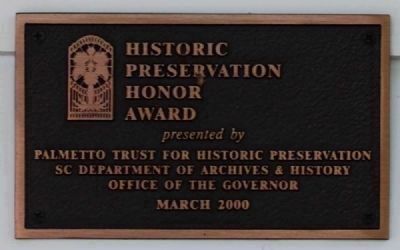 2000 South Carolina Historic Preservation Award image. Click for full size.