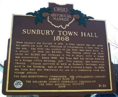 Sunbury Town Hall Marker (Side B) image. Click for full size.