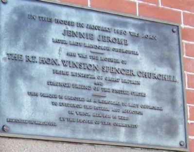 Birth Place of Jennie Jerome Marker image. Click for full size.