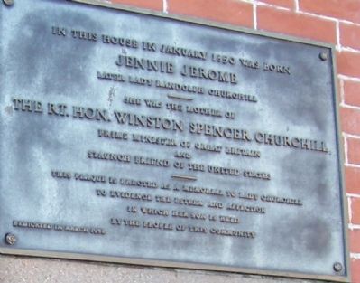 Birth Place of Jennie Jerome Marker. Click for full size. Birth Place of Jennie Jerome Marker image. Click for full size.
