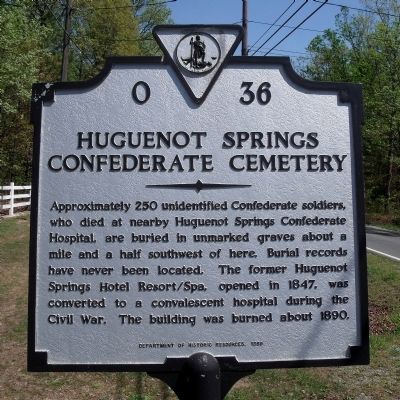 Huguenot Springs Confederate Cemetery Marker image. Click for full size.