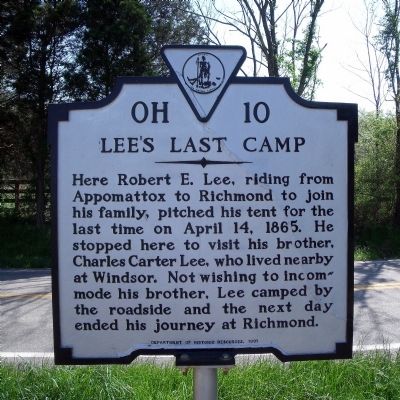 Lee's Last Camp Marker image. Click for full size.