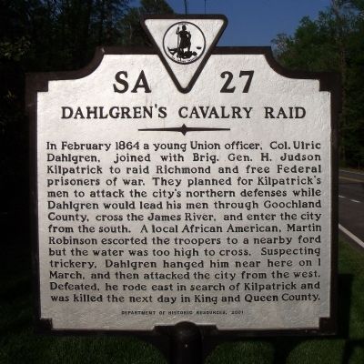 Dahlgren's Cavalry Raid Marker image. Click for full size.