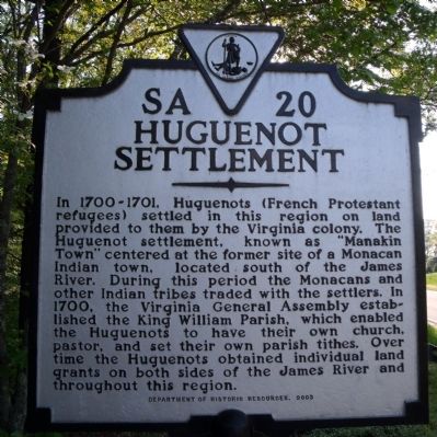 Huguenot Settlement Marker image. Click for full size.