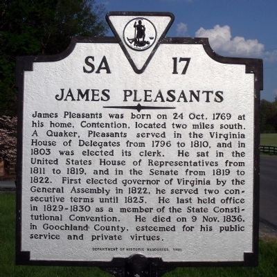 James Pleasants Marker image. Click for full size.