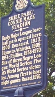 Shibe Park/Connie Mack Stadium Marker image. Click for full size.