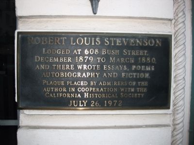 Robert Louis Stevenson Marker. Click for full size. Robert Louis Stevenson Marker image. Click for full size.