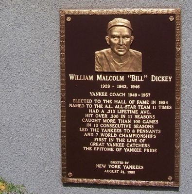 William Malcolm "Bill" Dickey Marker image. Click for full size.
