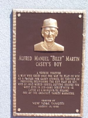 Alfred Manuel " Billy Martin Marker image. Click for full size.