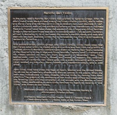 Rancho San Ysidro Marker. Click for full size. Rancho San Ysidro Marker image. Click for full size.