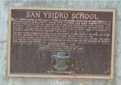 San Ysidro School Marker image. Click for full size.
