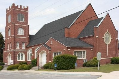 Claxton First United Methodist Church and Marker seen from Main Street image. Click for full size.