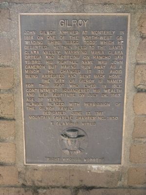 Gilroy Marker image. Click for full size.