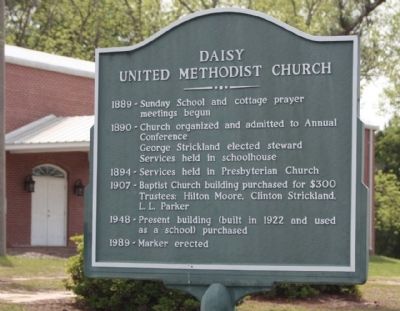 Daisy United Methodist Church Marker. Click for full size. Daisy United Methodist Church Marker image. Click for full size.