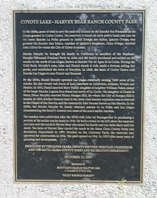 Coyote Lake – Harvey Bear Ranch County Park Marker image. Click for full size.