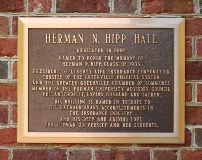 Herman N. Hipp Hall Marker image. Click for full size.