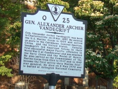 Gen. Alexander Archer Vandegrift Marker image. Click for full size.