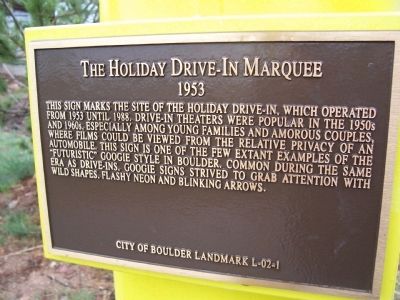 The Holiday Drive-In Marquee 1953 Marker image. Click for more information.