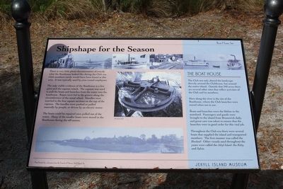 Jekyll Island Boat House Site, Shipshape for the Season Marker. Click for full size. Jekyll Island Boat House Site, Shipshape for the Season Marker image. Click for full size.