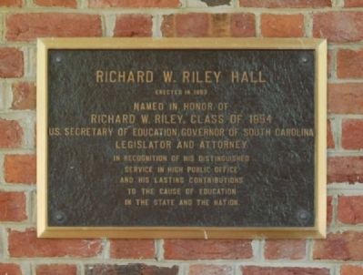 Richard W. Riley Hall Marker image. Click for full size.