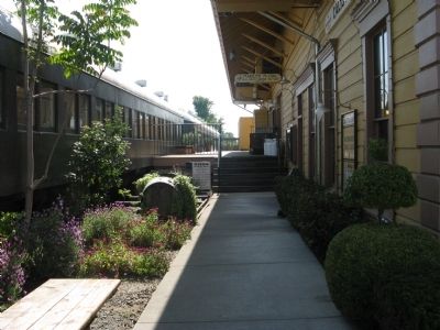 North Side of Depot and Rail Cars on Display image. Click for full size.