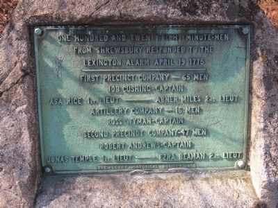Shrewsbury Minute Men Marker image. Click for full size.