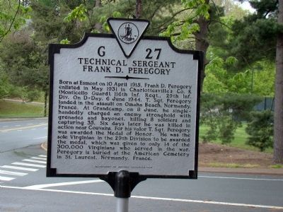 Technical Sergeant Frank D. Peregory Marker image. Click for full size.