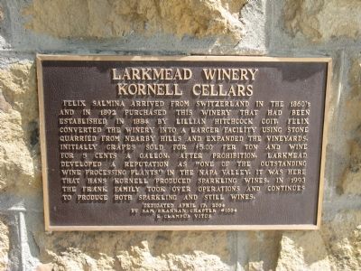 Larkmead Winery / Kornell Cellars Marker image. Click for full size.