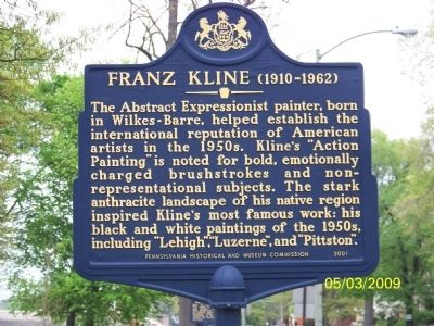 Franz Kline (1910 - 1962) Marker. Click for full size. Franz Kline (1910 - 1962) Marker image. Click for full size.