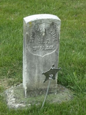Grave of Sgt. Anson Smith in church cemetery image. Click for full size.