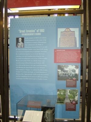 Great Invasion of 1863 Interpretive Panel in the nearby Heritage Center. Click for full size. Great Invasion of 1863 Interpretive Panel in the nearby Heritage Center image. Click for full size.