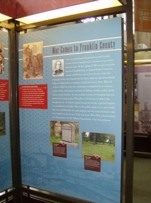 War Comes to Franklin County Interpretive Panel in the nearby Heritage Center. Click for full size. War Comes to Franklin County Interpretive Panel in the nearby Heritage Center image. Click for full size.