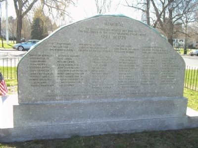Back of Memorial to the Lexington Minute Men Marker image. Click for full size.