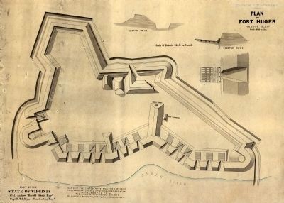 Plan of Fort Huger at Hardy's Bluff.. Click for full size. Plan of Fort Huger at Hardy's Bluff. image. Click for full size.