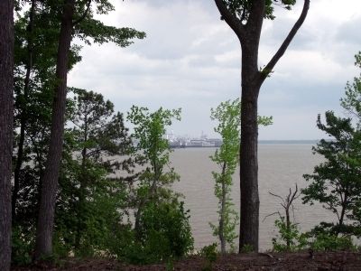 View of the James River "Ghost Fleet" from Fort Huger. image. Click for full size.