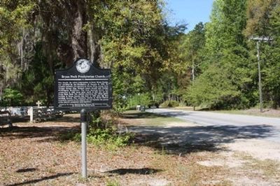 Bryan Neck Presbyterian Church Marker, looking west along Belfast-Keller Road. Click for full size. Bryan Neck Presbyterian Church Marker, looking west along Belfast-Keller Road image. Click for full size.