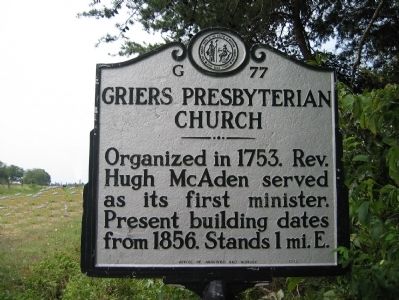 Griers Presbyterian Church Marker image. Click for full size.