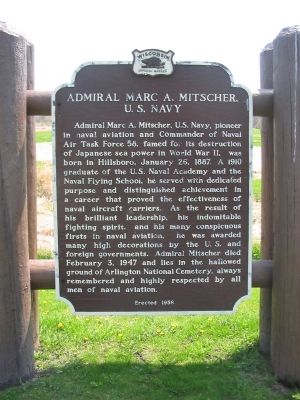 Admiral Marc A. Mitscher, U.S. Navy Marker image. Click for full size.