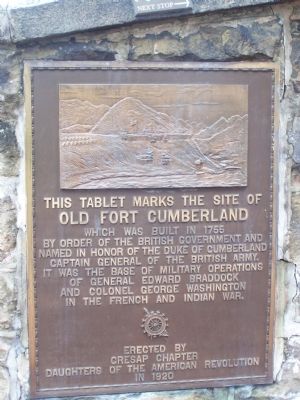 This Tablet Marks the Site of Old Fort Cumberland Marker image. Click for full size.