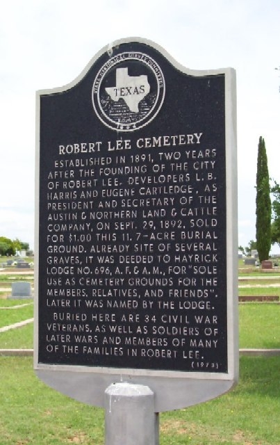 Robert Lee Cemetery Marker