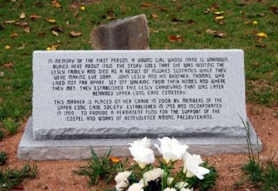 First Burial in Long Cane Cemetery Marker image. Click for full size.