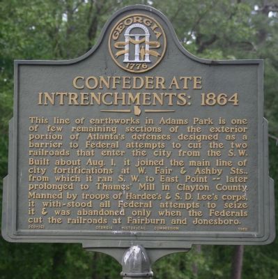 Confederate Entrenchments 1864 Marker. Click for full size. Confederate Entrenchments 1864 Marker image. Click for full size.