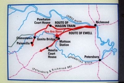 Ewell's route from Richmond. image. Click for full size.