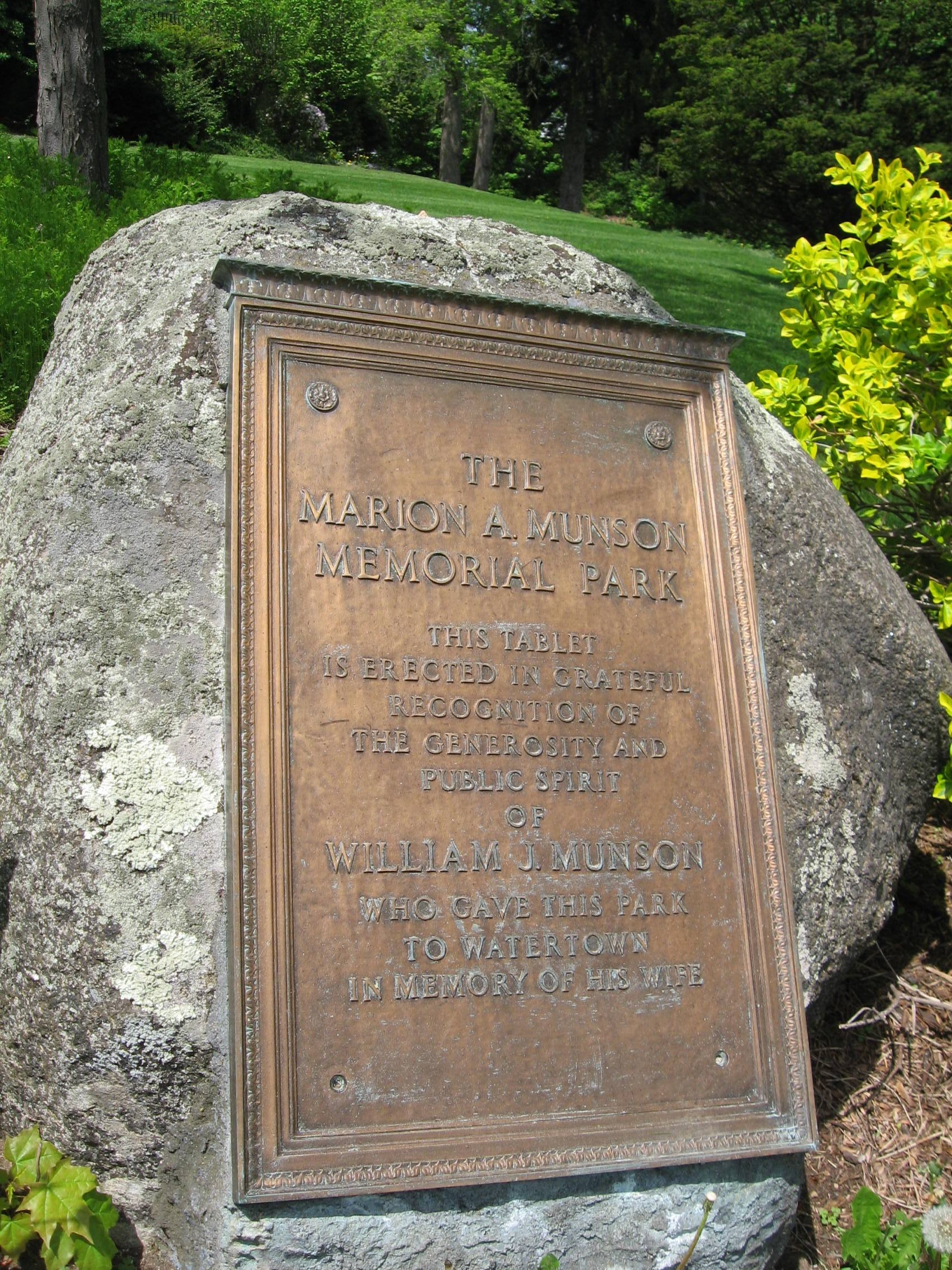 Marion A. Munson Memorial Park Marker