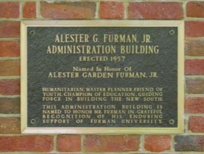 Alester G. Furman, Jr. Administration Building Marker image. Click for full size.