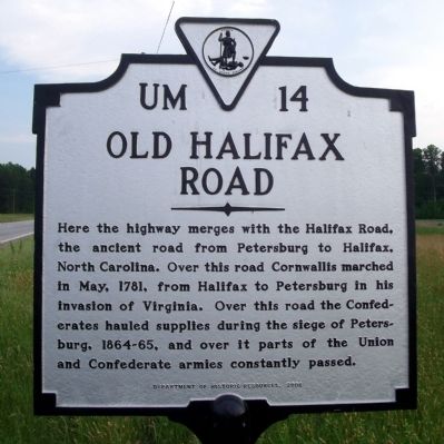 Old Halifax Road Marker. Click for full size. Old Halifax Road Marker image. Click for full size.