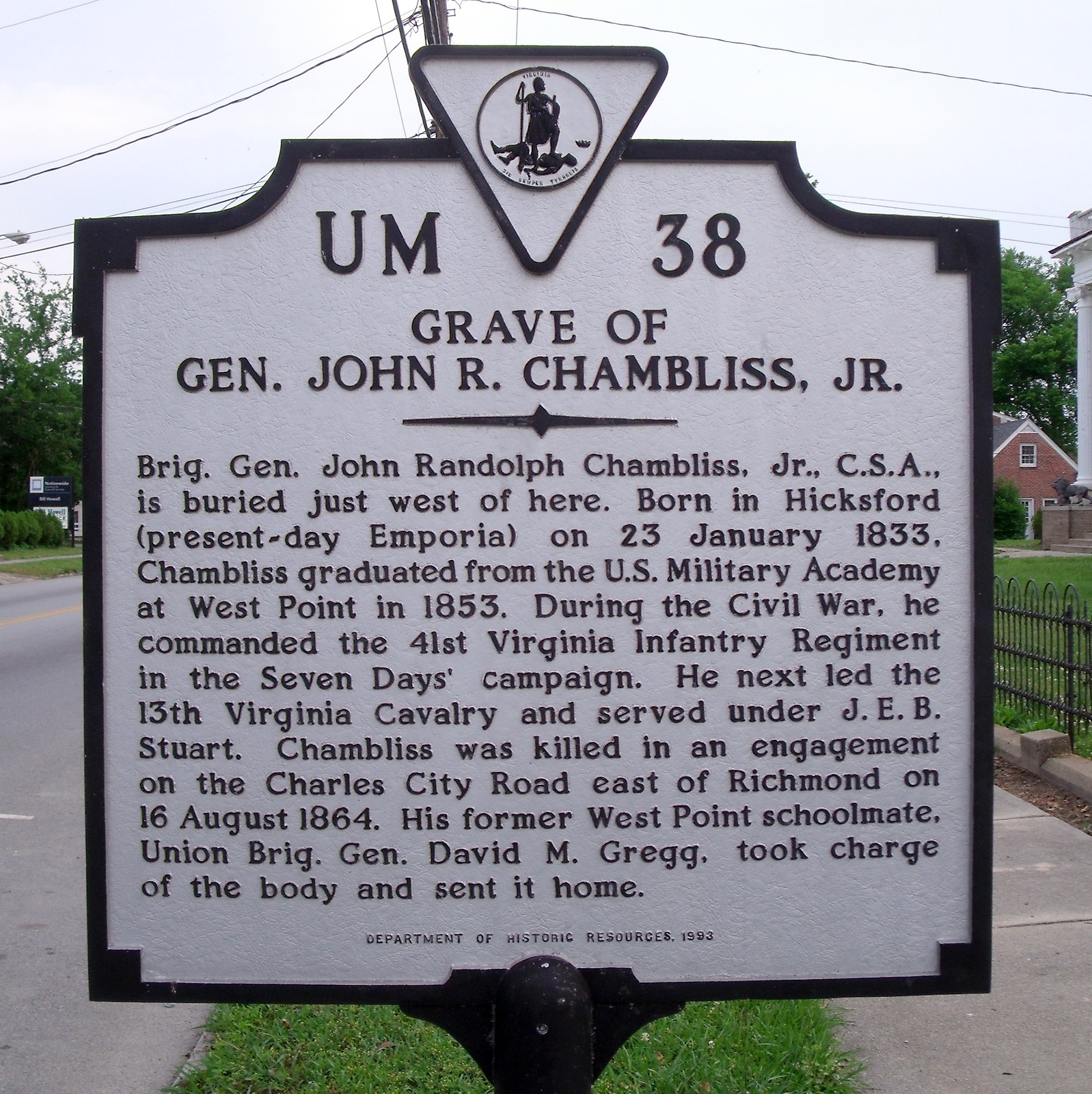 Grave of Gen. John R. Chambliss, Jr. Marker