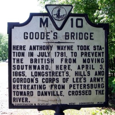 Goode's Bridge Marker. Click for full size. Goode's Bridge Marker image. Click for full size.